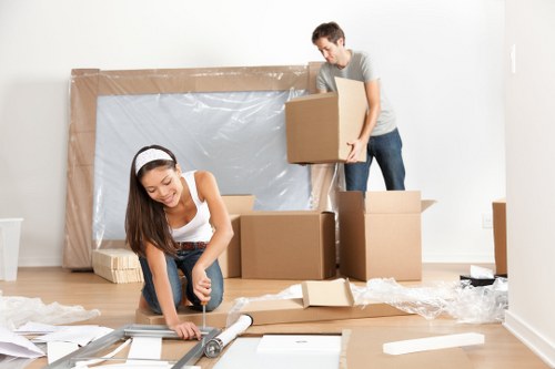 Removal van and moving boxes for a Holloway home move