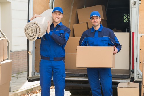 Loading office furniture and supplies for a local office removal