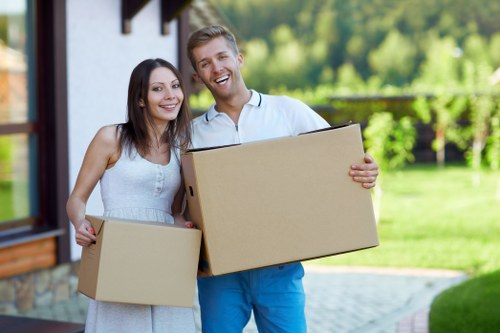 Boxes and furniture loaded for a house removal in North London